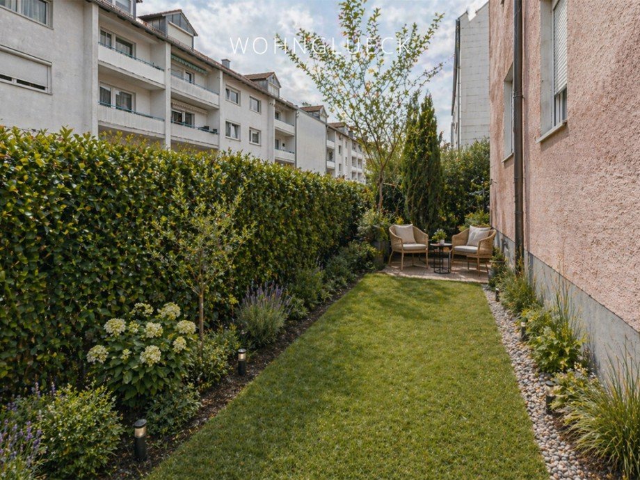 Garten Einrichtungsbeispiel Erdgeschosswohnung Augsburg / Kriegshaber