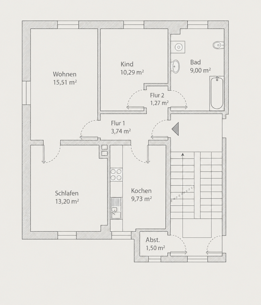 Grundriss Etagenwohnung Augsburg