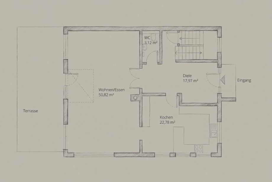 Grundriss EG Einfamilienhaus Augsburg / Hammerschmiede