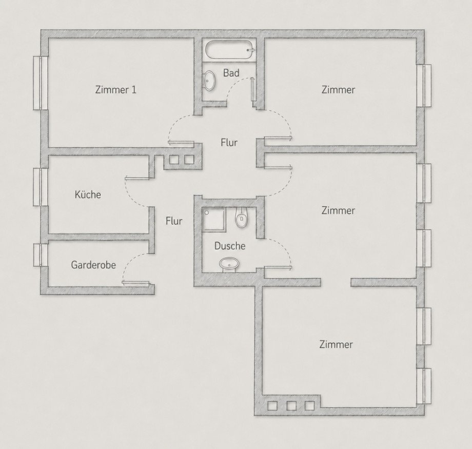 Grundriss - Einheit 2 Erdgeschosswohnung M�nchen