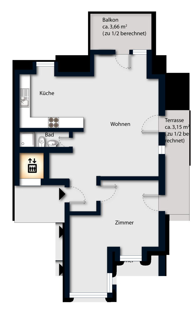 Grundriss Dachgeschosswohnung M�nchen / Bogenhausen