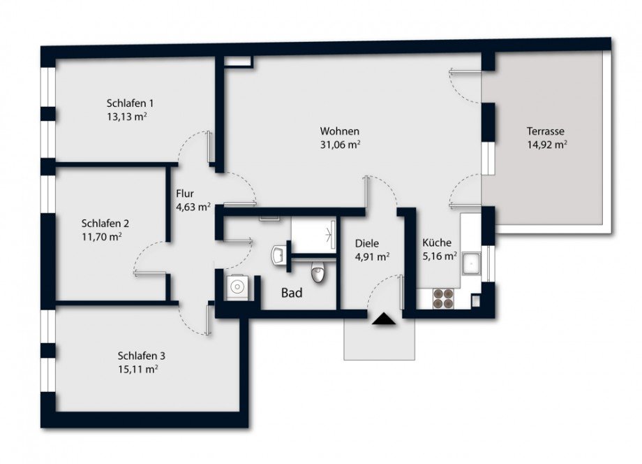 Grundriss Etagenwohnung Moosburg an der Isar