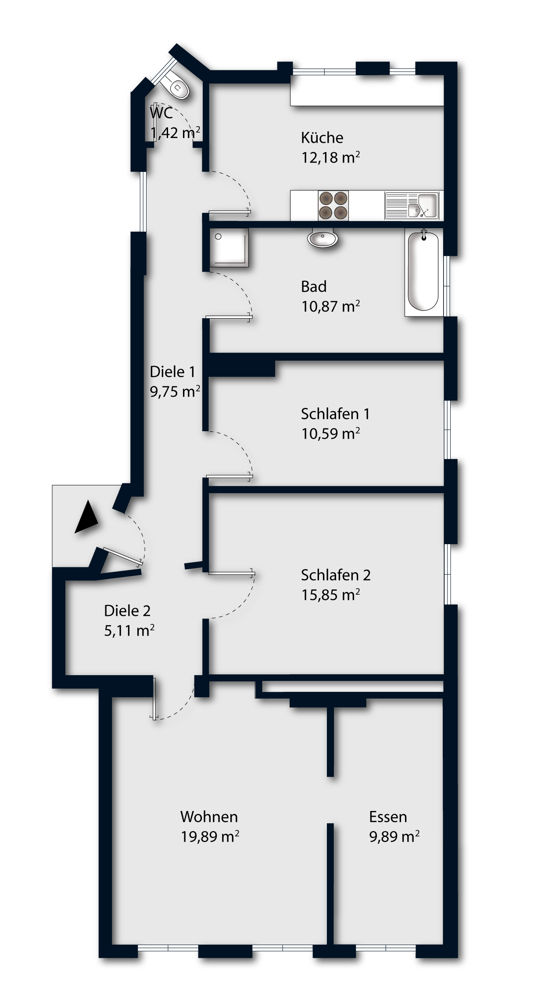 Grundriss Etagenwohnung Augsburg