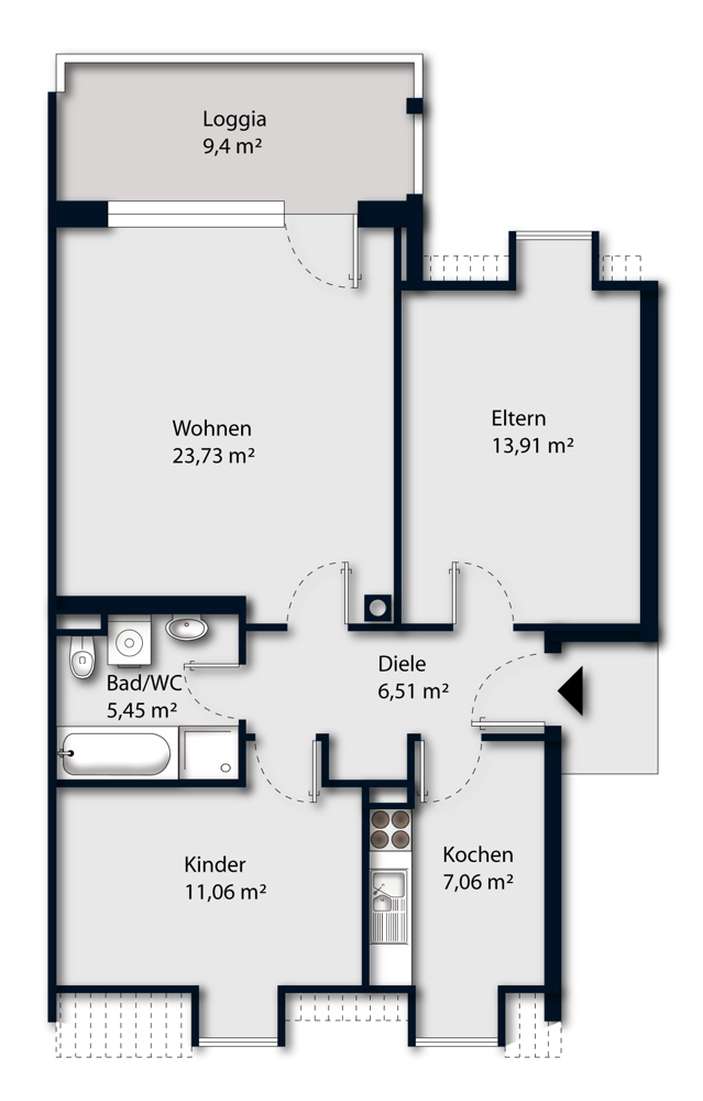 Grundriss_Kagerstr_4 Etagenwohnung Augsburg