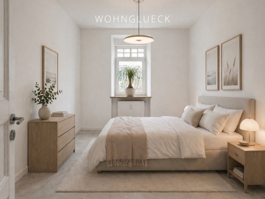 Schlafzimmer Einrichtungsbeispiel Erdgeschosswohnung Augsburg / Kriegshaber