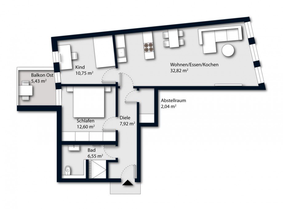 Grundriss Etagenwohnung Moosburg an der Isar