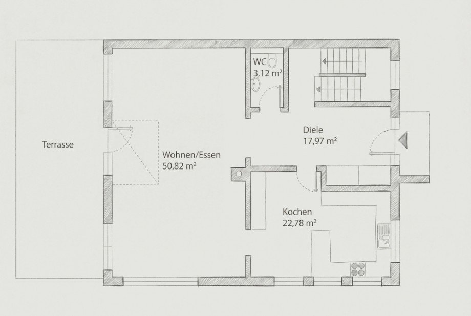 Grundriss EG Villa Augsburg / Hammerschmiede
