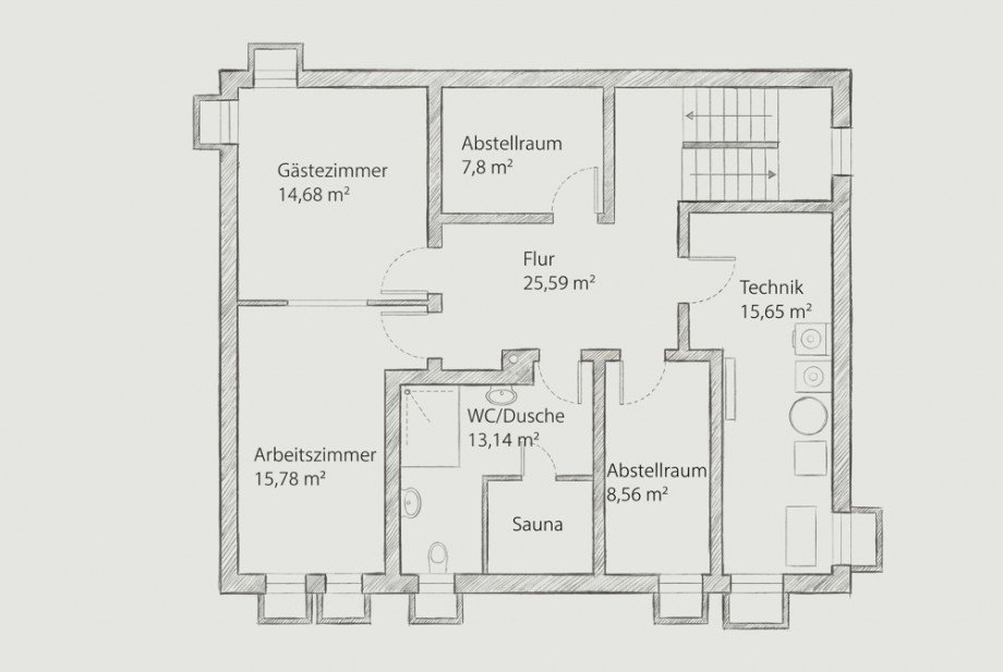 Grundriss Keller Villa Augsburg / Hammerschmiede