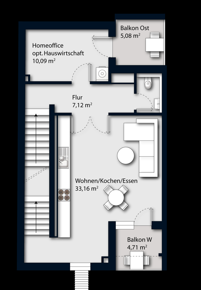 Grundriss oben Etagenwohnung Moosburg an der Isar